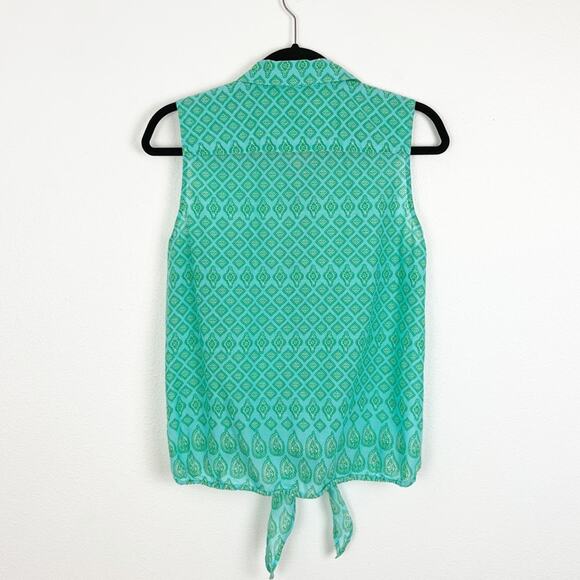 J Jill Sleeveless Tie Waist Button Down Cotton Top Small - Picture 5 of 8